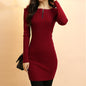Sweater Women's Mid-length Pullover Knit Bottoming Sweater Skirt