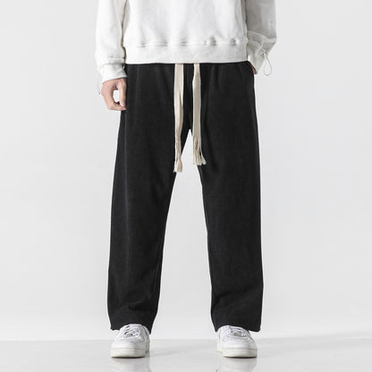 Mens Corduroy Trendy Pants With Braided Drawstring