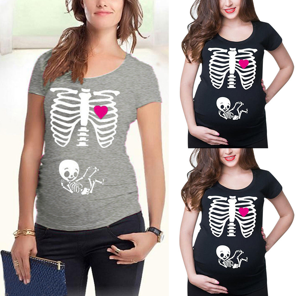 Spoof round neck maternity dress