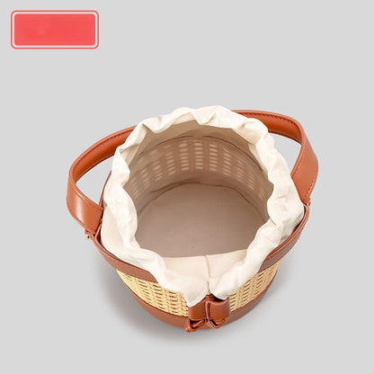 New Hand-woven Rattan Bucket Bag For Women