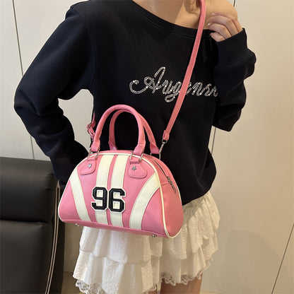 .Colorful Stripe Contrast Single Shoulder Bag Stylish Commuter Handbag Crossbody Bag