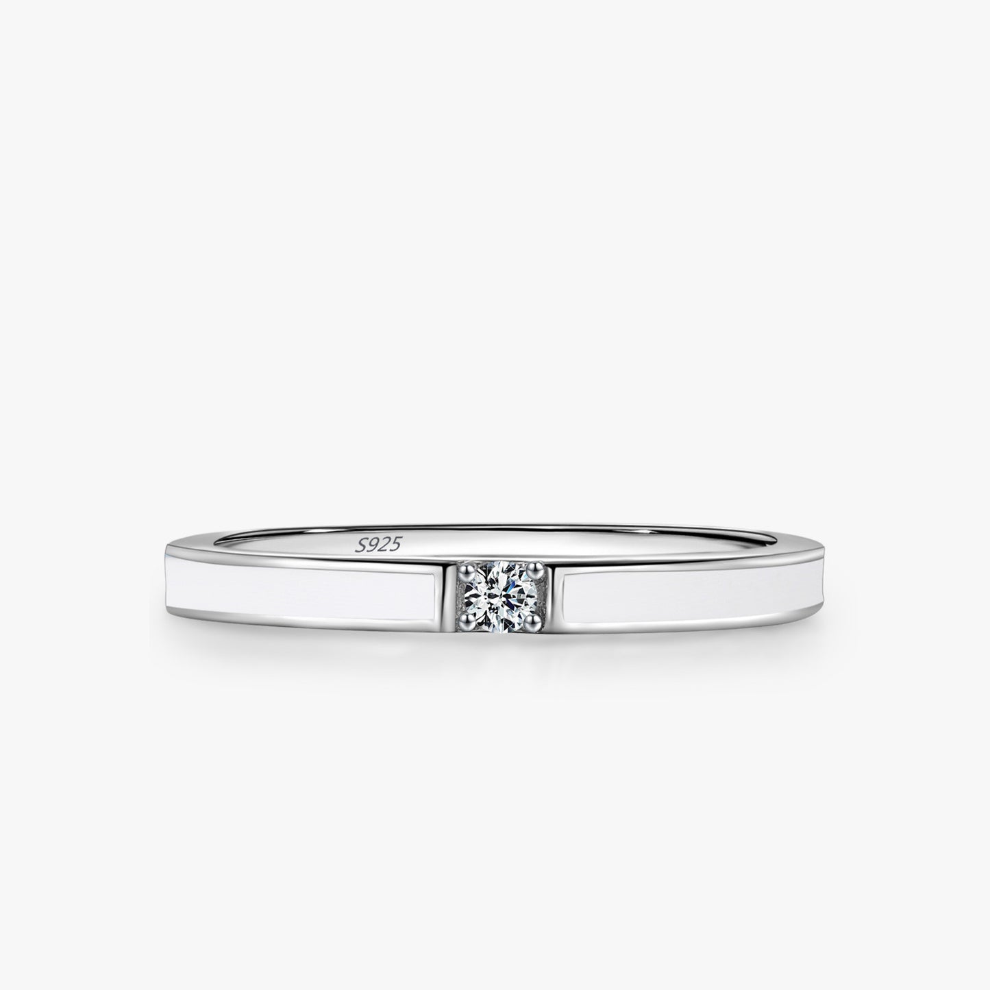 Korean Style S925 Sterling Silver Ultra-fine Single Diamond Zircon Ring