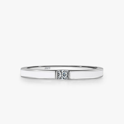 Korean Style S925 Sterling Silver Ultra-fine Single Diamond Zircon Ring