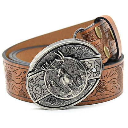 Personality Student Trendy Printing Engraving Smooth Buckle Knife Embossing Belt