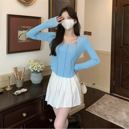 Long Sleeve Plus Size T-shirt Women Chain Slim Top