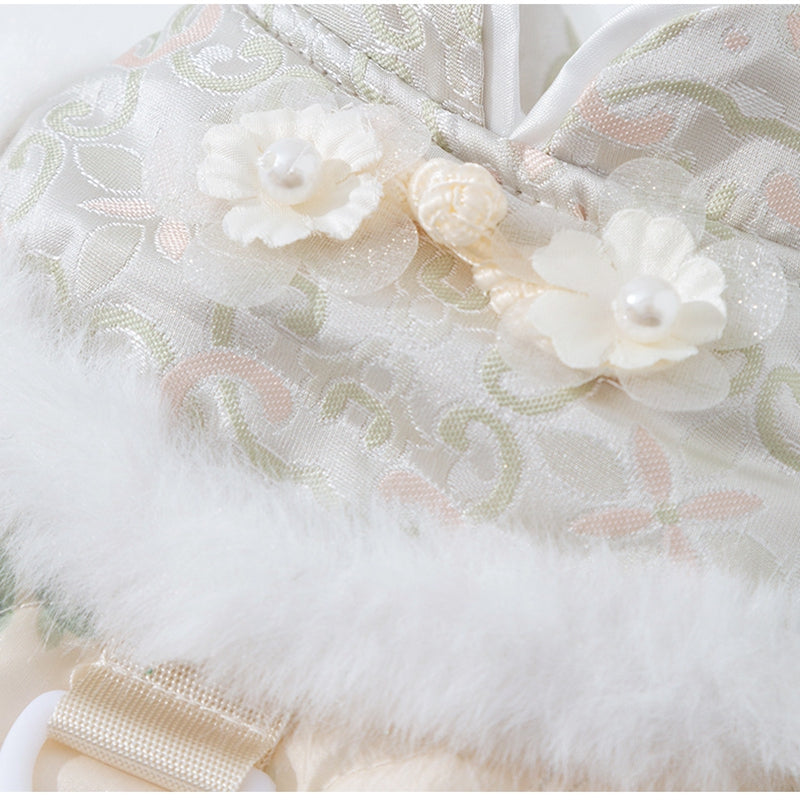 New Autumn Winter Dog Overalls Thick 4-Legged Chinese Floral Tang Style Cotton-Padded Jumpsuit Pet Clothes For Small Dogs