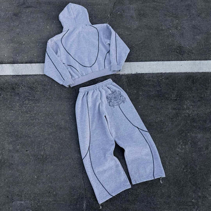 Street Hooded Cardigan Sweater Men's And Women's Same Loose Hooded Sweatpants Suit