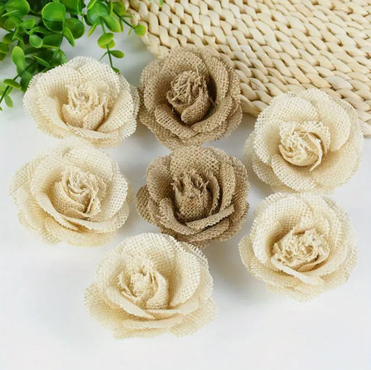 Vintage Natural Linen Flower Clothing Decoration Linen Flower Hat Shoes And Clothing Accessories