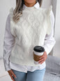 Women Ruffled Diamond Knit Sweater Vest
