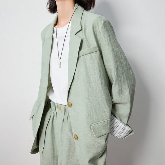 Linen Suit Jacket For Women Leisure Commute Loose