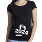 Black Pregnancy Shirt Maternity Cute Baby Print O-Neck Short