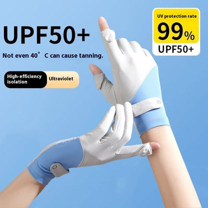 Ice Silk Sun Protection Gloves Lightweight Anti-slip Touch Screen UV Protection