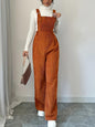 Corduroy Loose Straight Bib Pants Women