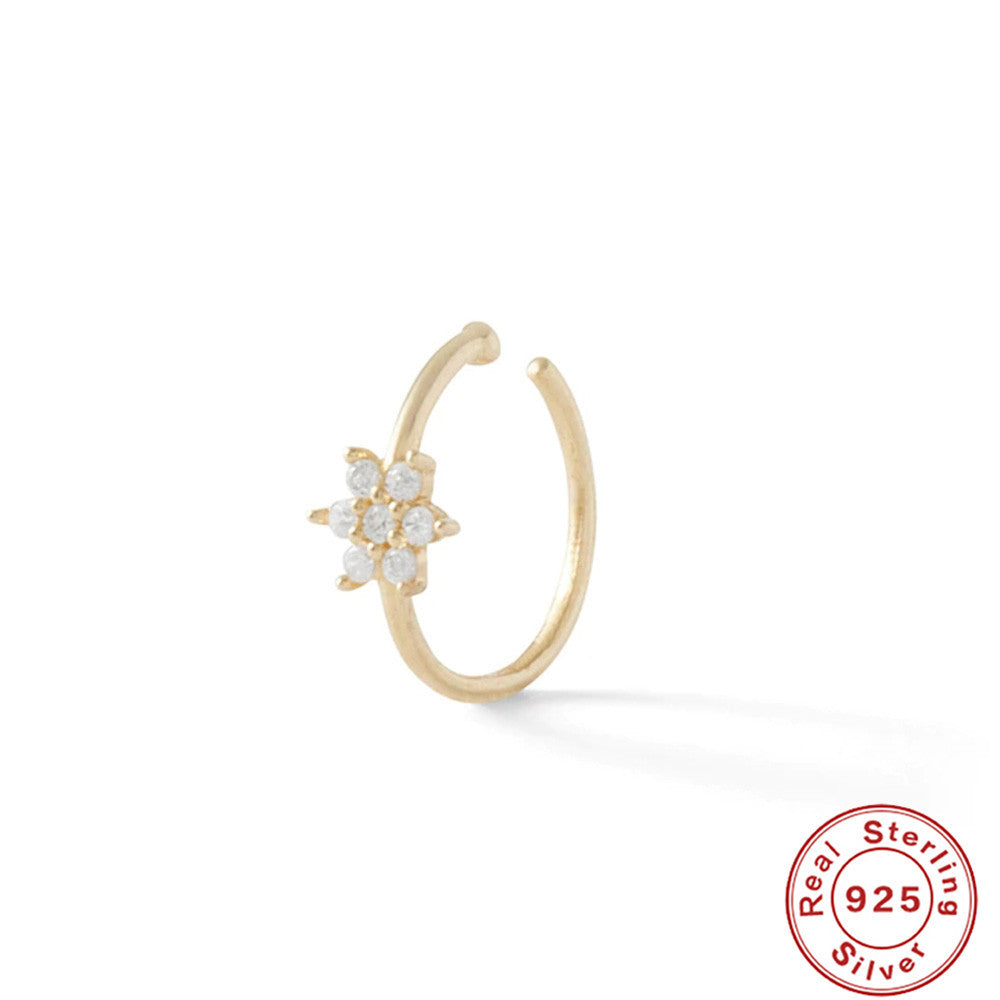 Sterling Silver Diamond Body Piercing Jewelry Nose Ring