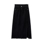 Slit Burrs Denim Skirt For Women