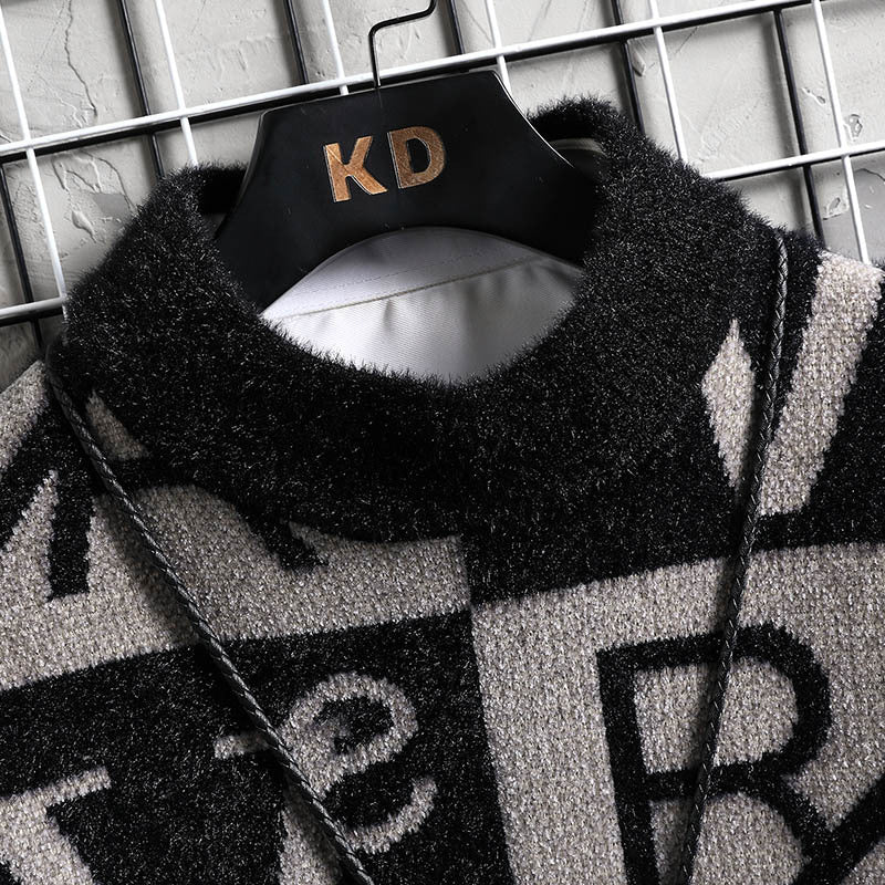 Fashion Color Contrast Stripe Warm Knitwear For Men