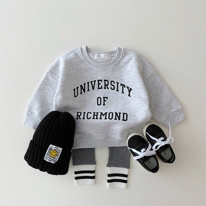 Infant & Toddler Casual Bright Alphabet Round Neck Sweatshirt
