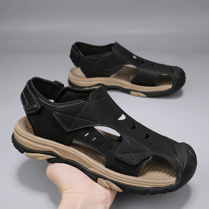 Plus Size Beach Shoes Breathable Leather Sandals For Men