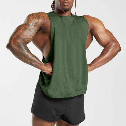 New Fitness Wide Shoulder Vest Men's Solid Color Sports Casual