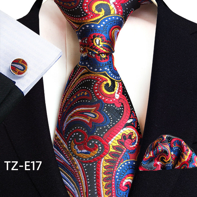 Paisley Tie Square Scarf Pocket Square Cufflinks Three-piece Set