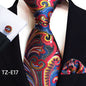 Paisley Tie Square Scarf Pocket Square Cufflinks Three-piece Set