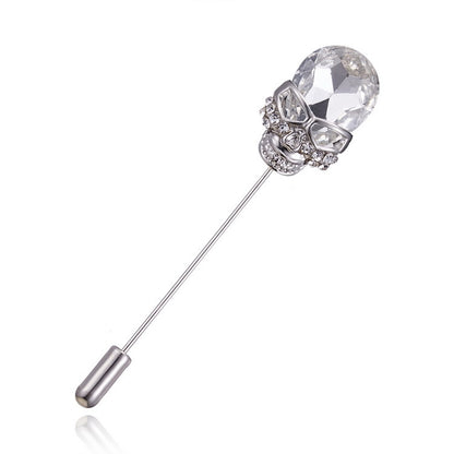 Vintage Crystal  Flower Men Suit Brooch Pin Simple Rose Flower