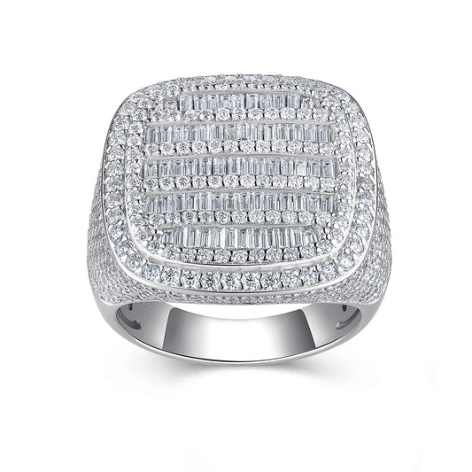 Men's Luxury And Fashionable Light Luxury Jewelry Silver Ring S925 Silver-plated Platinum Set With Top-quality Moissanite