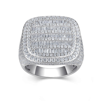 Men's Luxury And Fashionable Light Luxury Jewelry Silver Ring S925 Silver-plated Platinum Set With Top-quality Moissanite