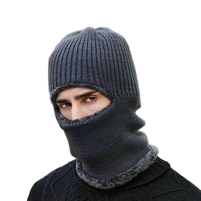 Winter Warm Unisex Dome Brimless Terry Neck Protection Thickened Flat Brim Knitted Hat
