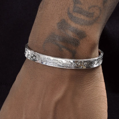 925 Sterling Silver Graffiti Bracelet Men's Hip-hop Retro