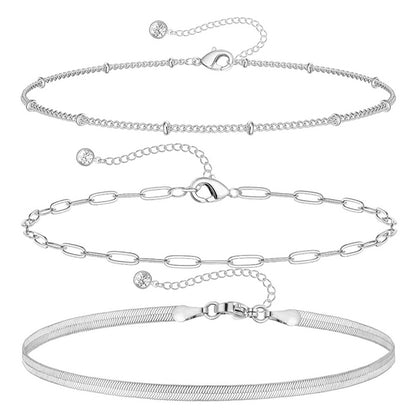 Stainless Steel Cuban Chain Three Piece Set Exquisite Beaded Fried Dough Twists Chain
