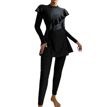 Cross-border Muslim Swimsuit Solid Color Stringy Selvedge Islamic Women Middle East Dubai