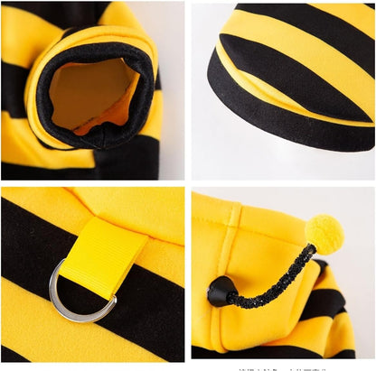 Bee Antenna Hoodie, Cute Bee Striped Dog, Kitten And Puppy Pet Clothing