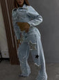 Denim Star Diamond Long Sleeve Jacket Jeans Set
