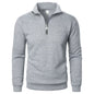 Men's Stand Collar Half Zip Casual Solid Color Long Sleeve