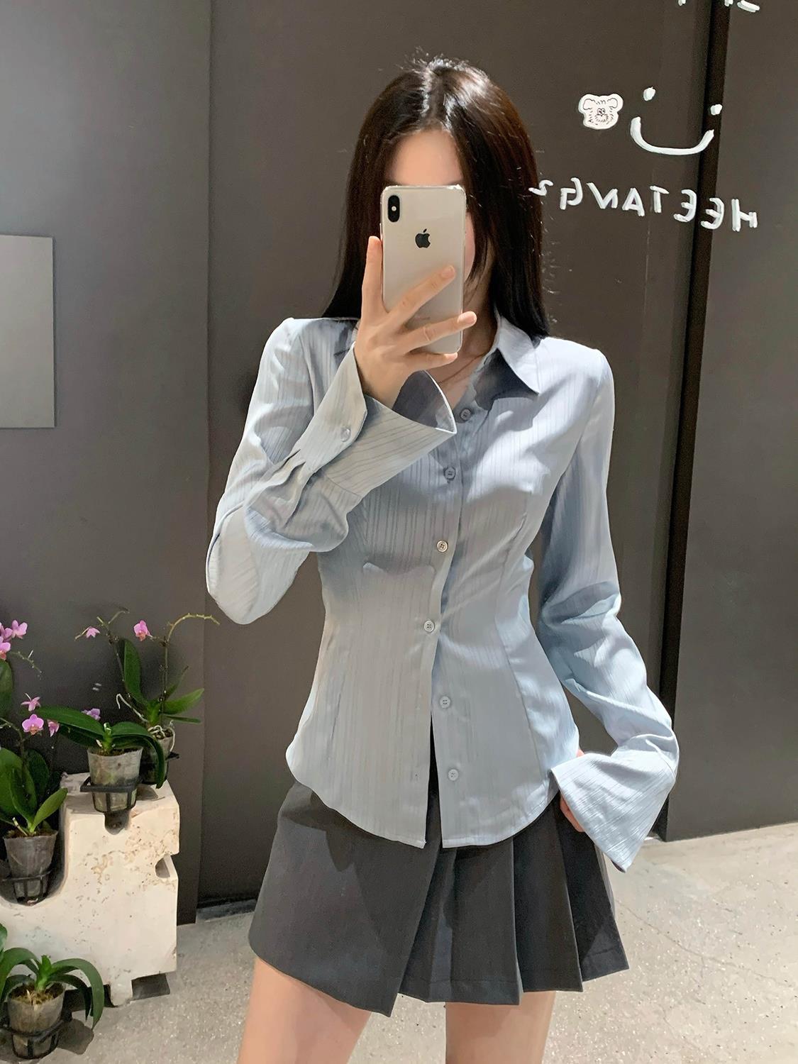 Satin Silky Slim Fit Cinched Blouse Women