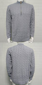 Mens Slim-fit Knitted Zip-up Mock-neck Long-sleeve Sweater