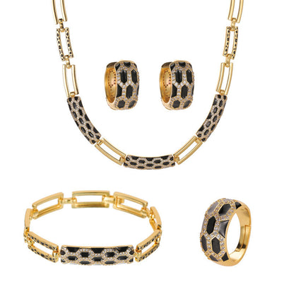Korean style diamond earring and necklace set