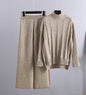 High-end Mock Neck Sweater Wide-leg Pants Suit Women