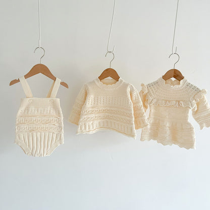 Vintage-inspired Knitted Romper Bodysuit