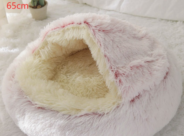 .Pet Bedding 2 In 1 Dog And Cat Bed Pet Winter Bed Round Plush Warm Bed House Soft Long Plush Pets Bed Pet Products