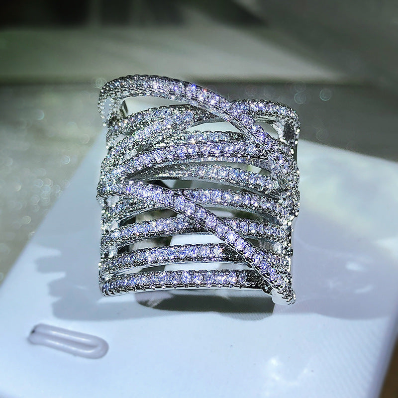 Inlaid Fine Brick Exaggerated Creative Ring