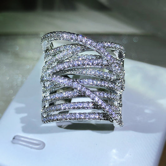 Inlaid Fine Brick Exaggerated Creative Ring