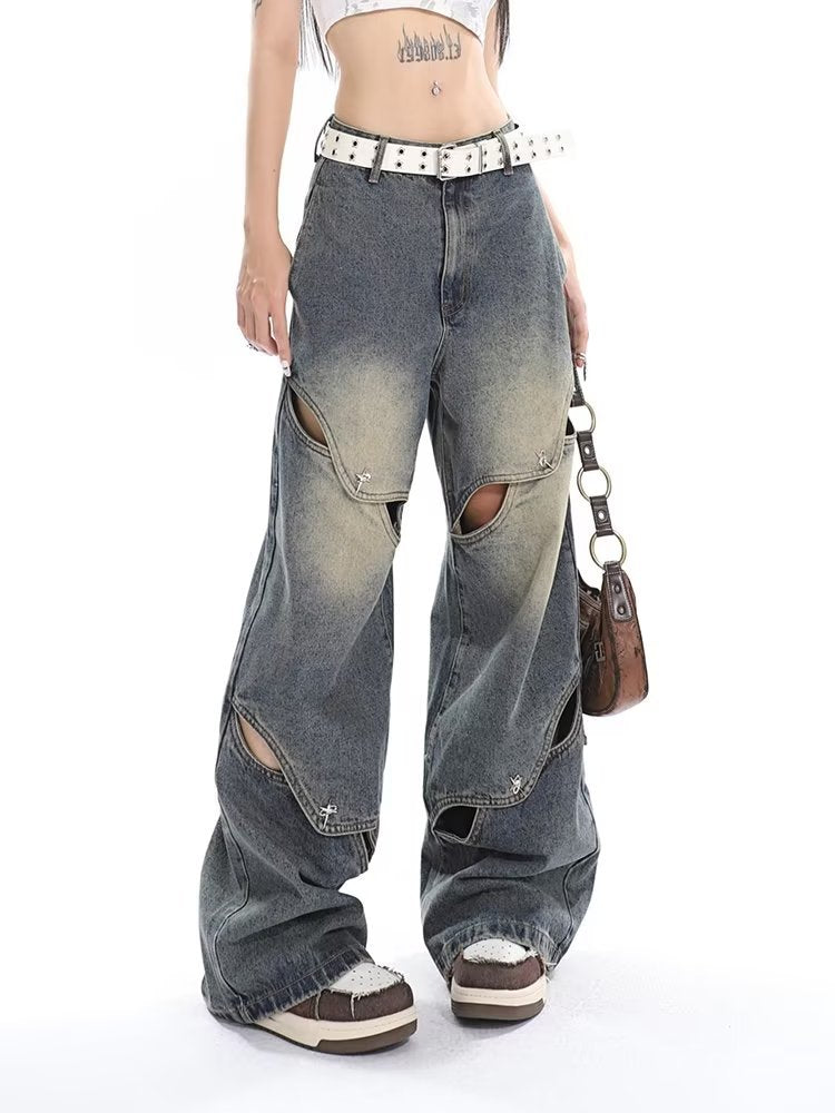 Fashion Retro Wide Leg Jeans For Women