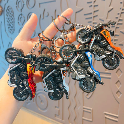 Cartoon Mini Motorcycle Pull-back Toy Keychain
