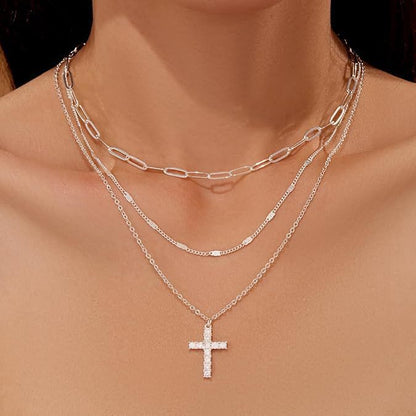 Layered Clip Necklace Electroplated Circle
