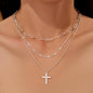 Layered Clip Necklace Electroplated Circle