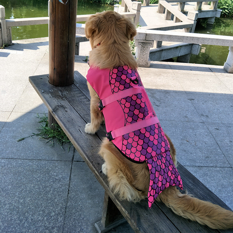 Pet Dog Life Vest Summer Shark Mermaid Pet Life Jacket Dog Clothes Harness Dogs Swimwear Pets Swimming Suit Funny Cute Dog Costu