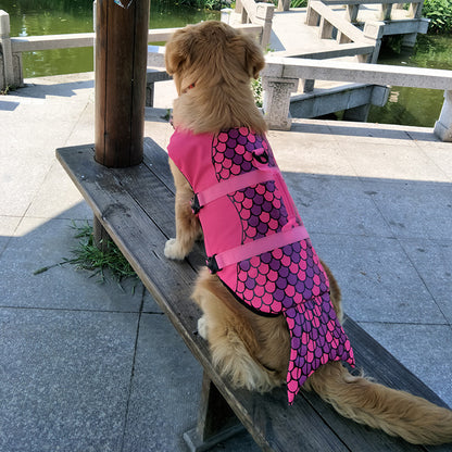 Pet Dog Life Vest Summer Shark Mermaid Pet Life Jacket Dog Clothes Harness Dogs Swimwear Pets Swimming Suit Funny Cute Dog Costu