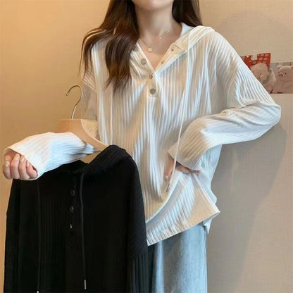 Plus Size Women's Hooded Sweatshirt Long Sleeve T-shirt
